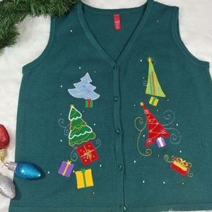 Green Holiday Christmas Sweater Vest Size XXL